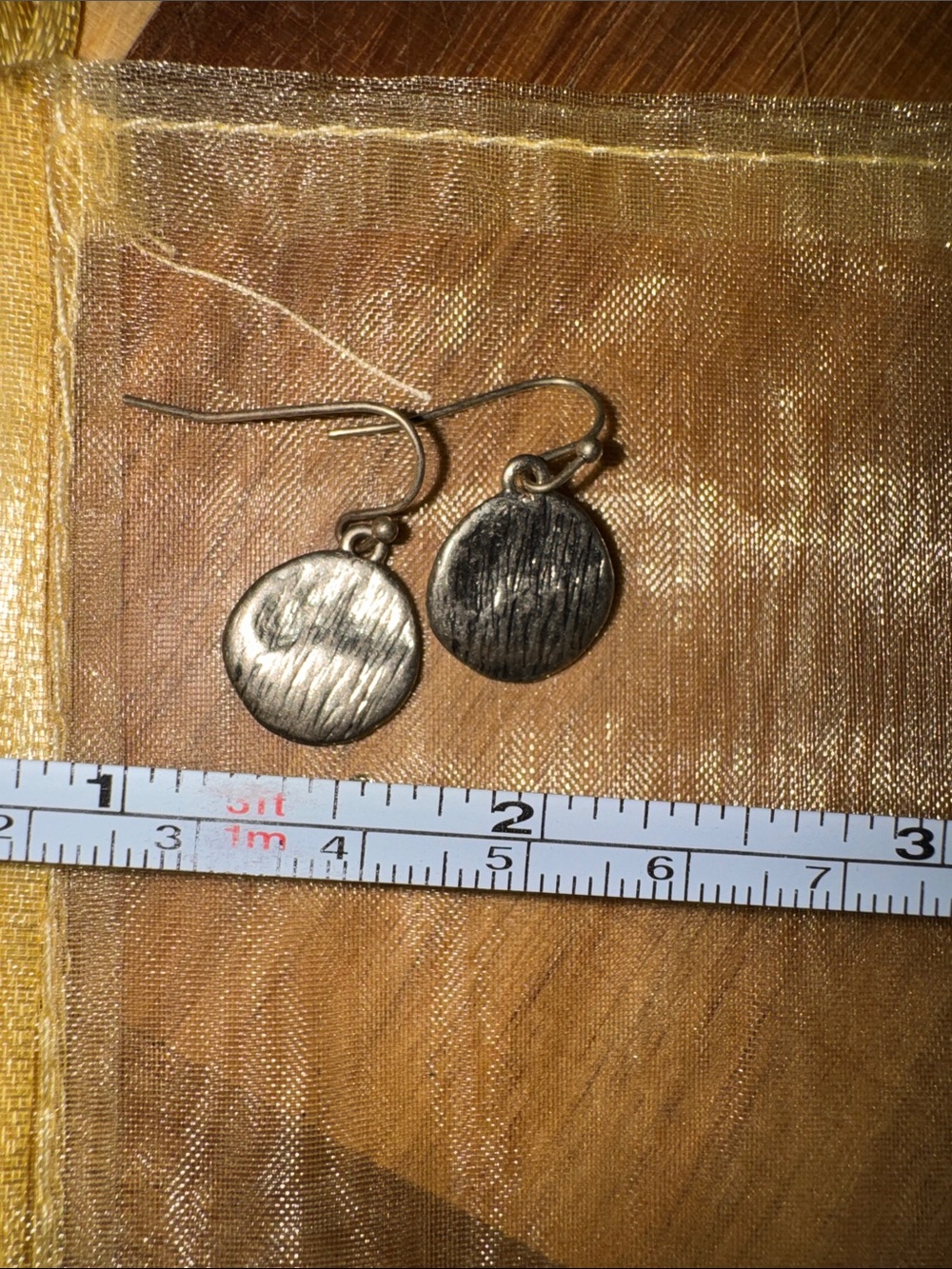 Brushed Disc Drop Earrings - silver Tone